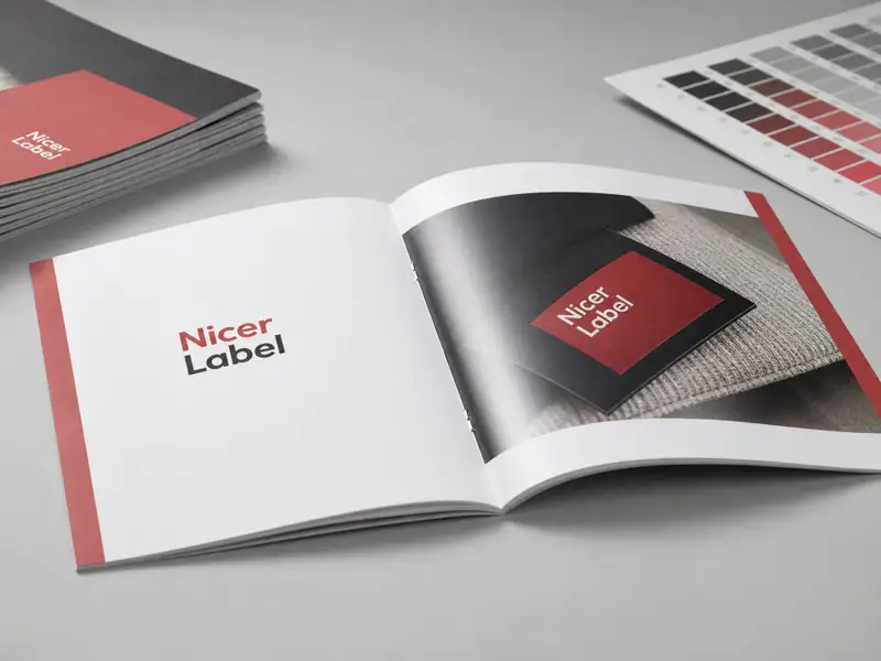 Custom saddle-stitched brochures by Nicer Label