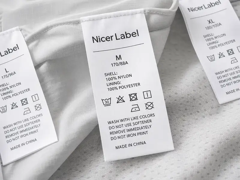 Custom nylon care labels by Nicer Label