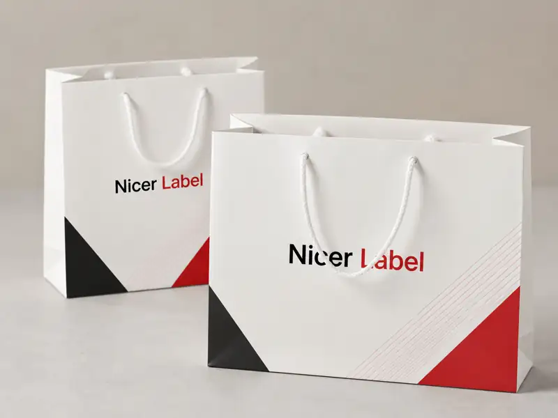 Custom coated paper shopping bags by Nicer Label