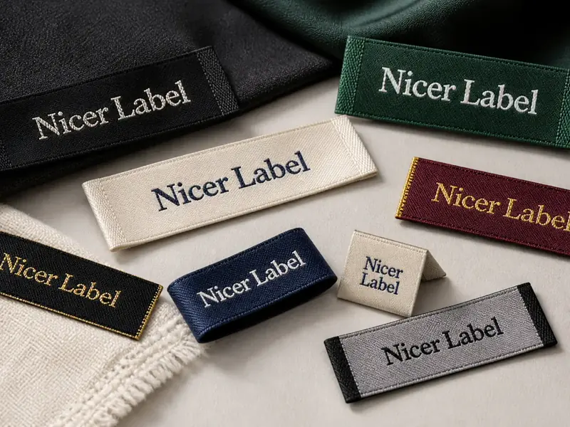 Custom Woven Labels by Nicer Label Custom woven labels in damask, satin and metallic yarn by Nicer Label