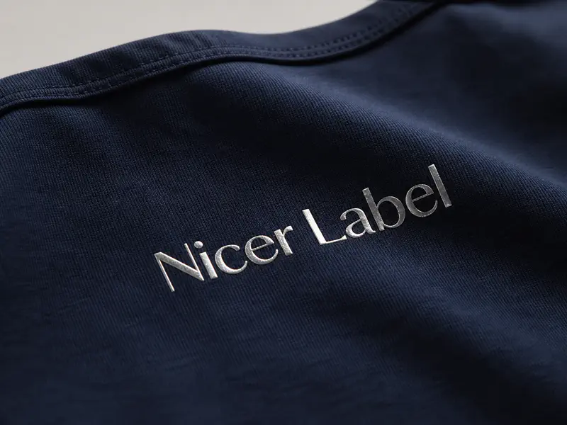 Metallic foil heat transfer label on fashion fabric