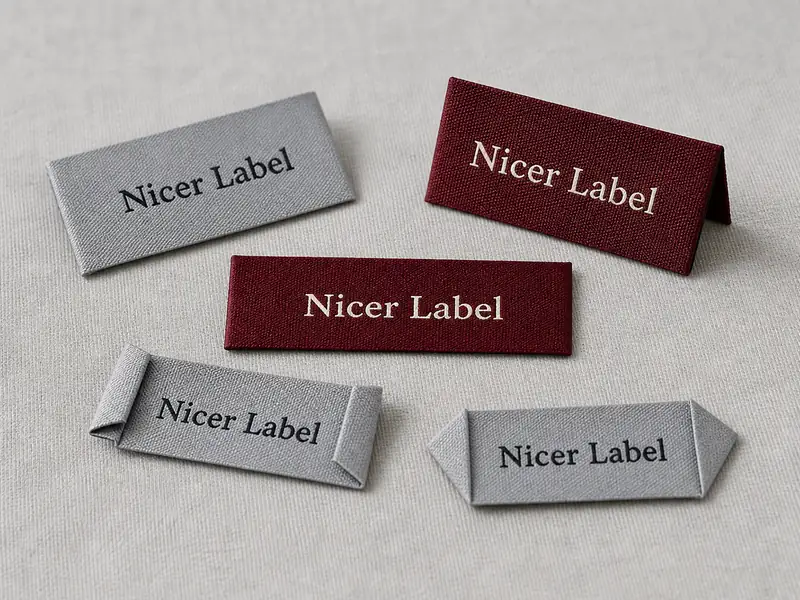 Custom taffeta woven garment labels by Nicer Label