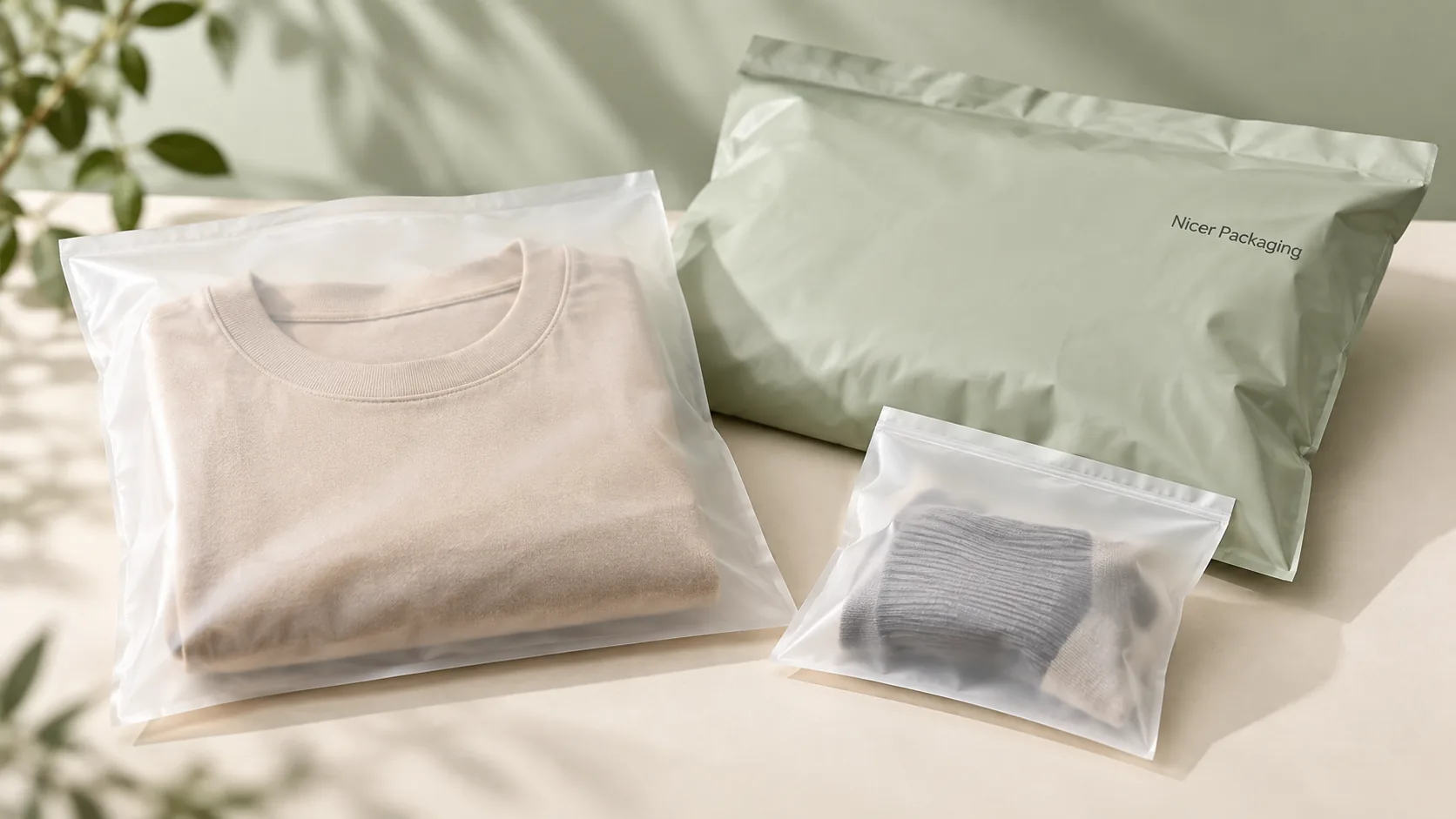 Custom PLA and PBAT compostable bags for apparel and ecommerce packaging